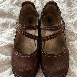 JBU Women's Chocolate Brown Mary Jane Flats Sz 6 Vegan Leather